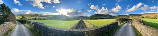 Panorama view from the bridge, just a few minutes’ walk from the house, overlooking the train tracks.